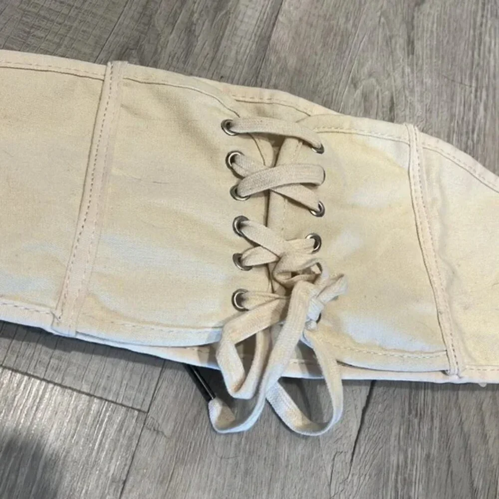 NWT Torrid Off White Stretchy Lace Up Waist Belt Size 1